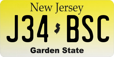 NJ license plate J34BSC