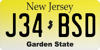 NJ license plate J34BSD