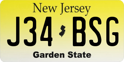 NJ license plate J34BSG