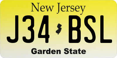 NJ license plate J34BSL