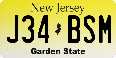 NJ license plate J34BSM