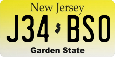 NJ license plate J34BSO