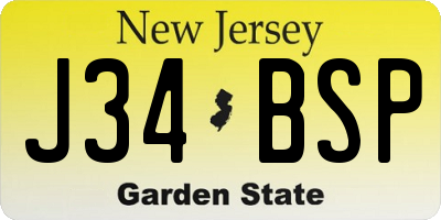 NJ license plate J34BSP