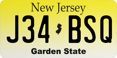 NJ license plate J34BSQ