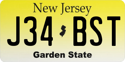 NJ license plate J34BST