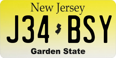 NJ license plate J34BSY