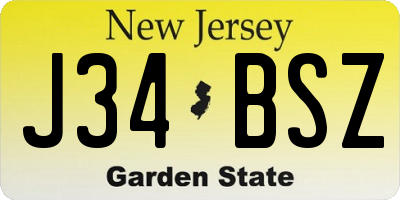 NJ license plate J34BSZ
