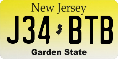NJ license plate J34BTB