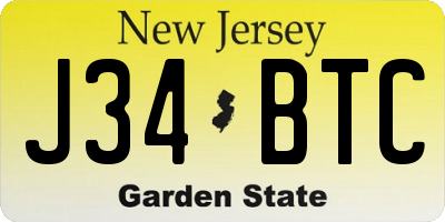 NJ license plate J34BTC