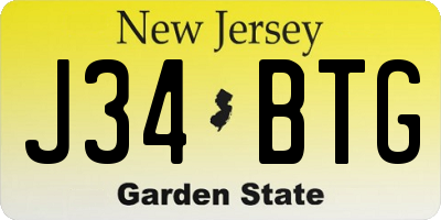 NJ license plate J34BTG