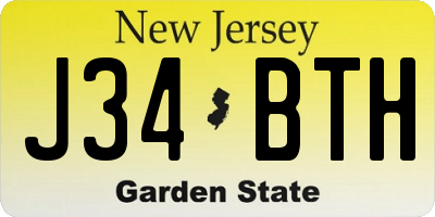 NJ license plate J34BTH