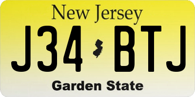 NJ license plate J34BTJ