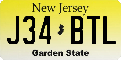 NJ license plate J34BTL