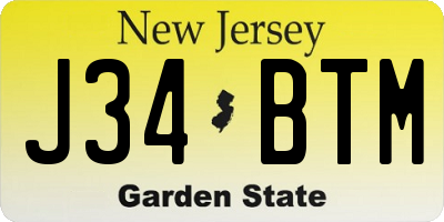 NJ license plate J34BTM