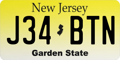 NJ license plate J34BTN