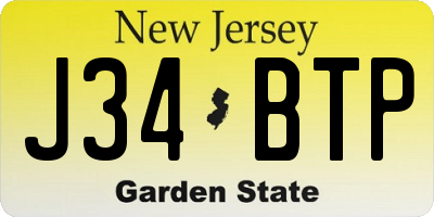 NJ license plate J34BTP