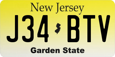 NJ license plate J34BTV