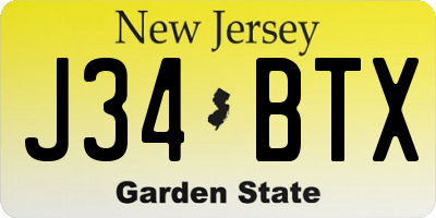 NJ license plate J34BTX