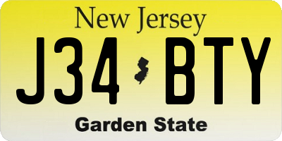 NJ license plate J34BTY