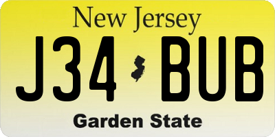 NJ license plate J34BUB