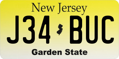 NJ license plate J34BUC