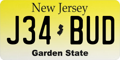 NJ license plate J34BUD