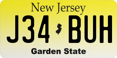 NJ license plate J34BUH