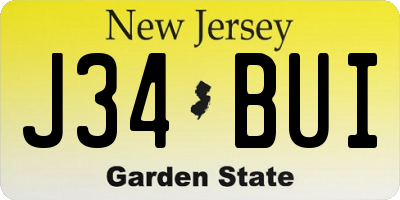 NJ license plate J34BUI