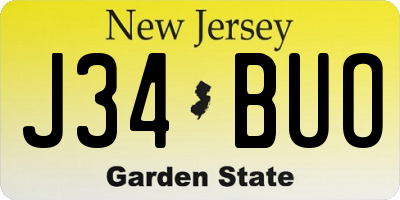 NJ license plate J34BUO