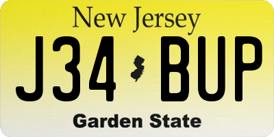 NJ license plate J34BUP