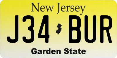 NJ license plate J34BUR