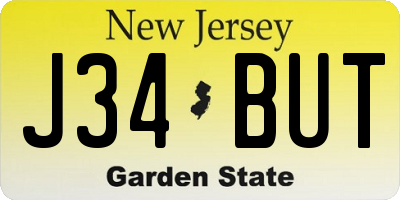 NJ license plate J34BUT