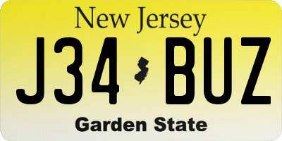 NJ license plate J34BUZ