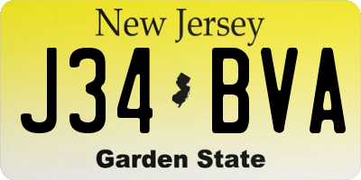 NJ license plate J34BVA