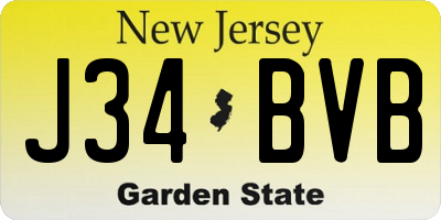 NJ license plate J34BVB