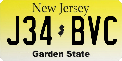 NJ license plate J34BVC