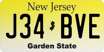 NJ license plate J34BVE