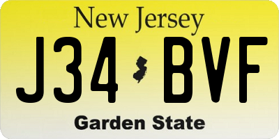 NJ license plate J34BVF