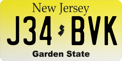 NJ license plate J34BVK