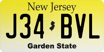 NJ license plate J34BVL