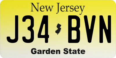 NJ license plate J34BVN