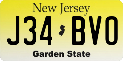 NJ license plate J34BVO