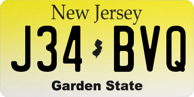 NJ license plate J34BVQ