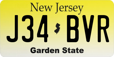 NJ license plate J34BVR