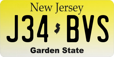 NJ license plate J34BVS