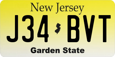 NJ license plate J34BVT