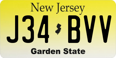 NJ license plate J34BVV