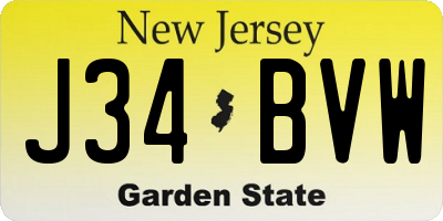 NJ license plate J34BVW