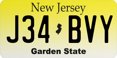 NJ license plate J34BVY