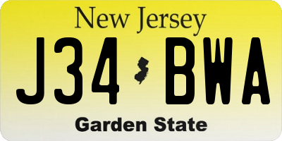 NJ license plate J34BWA